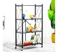 BAKAJI Meuble de Rangement Pliable Multi-usages avec Espace étroit pour Cuisine, Salle de Bain, Bureau, décoration intérieure, 4 étagères, Noir 70 x 34 x 127 cm