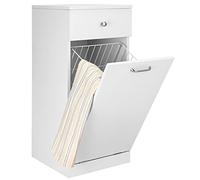 BAKAJI Meuble de Salle de Bain à Linge Blanc avec 1 tiroir et 1 Porte battante, Armoire autoportante avec Panier pour buanderie, Compartiment de Rangement, Dimensions 35 x 35 x 75 cm