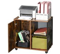 BAKAJI Meuble pour imprimante de Bureau en Bois MDF et métal avec 3 étagères et Porte 4 Roues pivotantes Design Moderne Industriel ameublement Maison Bureau Dimensions 70 x 40 x 65,5 cm