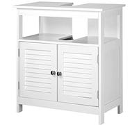 BAKAJI Meuble sous-Sol lavabo lavabo Armoire Salle de Bain Deux Portes Double Ouverture étagère Design Moderne Maison Gain de Place étagères intérieures Bois Blanc 60 x 30 x 60 cm