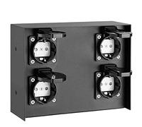 Bakaji Multiprise pour extérieur au sol et au mur, colonne prise électrique jardin, mât colonne 4 prises Shucko étanches IP44 avec porte structure en acier, couleur noir 20 x 7 x 16 cm