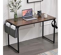 BAKAJI Organiseur Bureau Table Porte pc métal avec Organisateur Design, Bois Vieilli, Standard