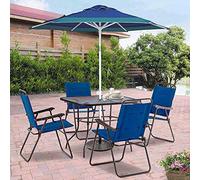 BAKAJI Parasol de plage de jardin avec poteau en acier pliable, revêtement en tissu anti-UV, diamètre 210 cm, avec bandoulière étui, turquoise, Ø 210 cm