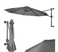 BAKAJI Parasol mural de jardin, diamètre 300 cm, parasol mural avec structure en métal, gazebo Air vent d'extérieur avec 8 ribs et couverture en polyester imperméable, gris, Grande, Moderne