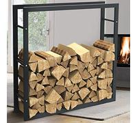 BAKAJI Porte-Bois Vertical Support Étagère Rectangulaire en Métal pour Intérieur et Extérieur - Maison, Jardin, Cheminée, Poêle - Design Moderne (100 x 100 x 25 cm)