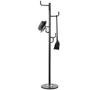 BAKAJI Porte-manteau design à pied en métal avec 6 crochets suspendus vêtements et base en marbre, dimensions 38 x 38 x 176 cm (Noir)