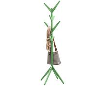 BAKAJI Porte-manteau design de sol en bois de pin avec 8 crochets suspendus vêtements et base à 4 pieds, design moderne, couleur verte, dimensions 175 x 58 cm