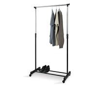 BAKAJI Porte-manteau en métal chromé réglable en hauteur de 95 à 165 cm, longueur de 80 cm Noir