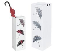 Bakaji Porte Parapluies Parapluie en Métal Carré Blanc 49 x 15,5 x 15,5 cm Avec Plateau Récipient en Plastique Pour Recueillir Les Gouttes d'eau et Crochets Pour Parapluies Pliables BAK6W Décoration Design Moderne Pour Maison Bureau Hôtel Réception