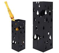 Bakaji Porte Parapluies Parapluie en Métal Carré Noir Avec Plateau Récipient