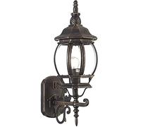 BAKAJI - Réverbère victorien classique de jardin en aluminium, lampe lanterne couleur grise finition antique couleur laiton, IP44, E27 (1 lumière murale)