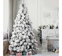 BAKAJI Sapin de Noël des Alpes pin Vert enneigé, Super épais Plein, Base en Fer Croix, très Haute qualité Branches avec Neige, Ouverture de Montage Simple décorations de Noël (150 cm)