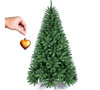 Bakaji Sapin de Noël en pin avec cœur en Or 180 cm, écologique et Ignifuge, avec Base en Croix en Fer Pliable, très touffu 600 Branches, Fixation à Crochet, Couleur Verte (180 cm)