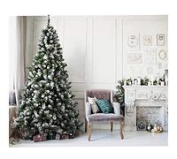 BAKAJI Sapin de Noël Harmony Marilleva Super touffu pin vert enneigé avec pines base croix en fer pliable de très haute qualité branches pointes enneigées Facile à assembler (150 cm)