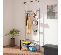 BAKAJI Support porte-manteau d'entrée en métal avec 18 crochets, structure robuste, porte-vêtements de sol économise de place robuste pour salon, idéal pour manteaux, chapeaux, sacs, chaussures (3