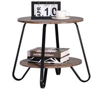 BAKAJI Table Basse Basse à 2 étagères, Table Structure en métal Noir, Design Industriel Peu encombrant, idéale pour Cuisine, Salon, Salon, Bureau, Rangement Rond, 46 x 45 cm (nois)