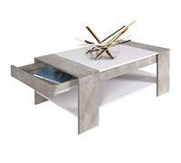 BAKAJI Table Basse Basse de Salon rectangulaire Design Moderne en Bois MDF avec étagère inférieure et tiroir à Compartiments Dimensions 100 x 58 x 44 cm Couleur Gris Effet Ciment
