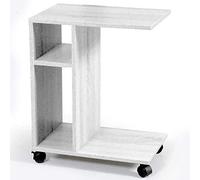 BAKAJI Table Basse de Caffe Porte PC Latérale Canapé Lit avec Bibliothèque et Roues Blanc, Bois d'ingénierie, Moyen