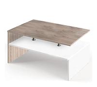 BAKAJI Table Basse pour canapé de Salon rectangulaire Design Moderne en Bois MDF et métal avec étagère inférieure, mobilier intérieur, Dimensions 90 x 59 x 42 cm (Blanc et chêne Effet Bois)