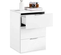 BAKAJI Table de Chevet Chambre Meuble 3 tiroirs avec poignées en métal Design Moderne en Bois MDF Couleur Blanc Meuble décoration Maison Dimensions 61 x 40 x 46 cm