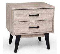 BAKAJI Table de Chevet pour Chambre à Coucher, Meuble 2 tiroirs, bibliothèque, Basse latérale, canapé, Design Moderne, Scandinave en Bois, MDF 4 Pieds, Couleur Noir (chêne)