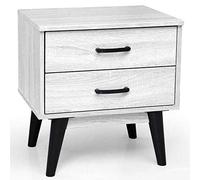 BAKAJI Table de Chevet pour Chambre à Coucher, Meuble 2 tiroirs, bibliothèque, Basse latérale, canapé, Design Moderne, Scandinave en Bois, MDF 4 Pieds, Couleur Noir (Blanc)