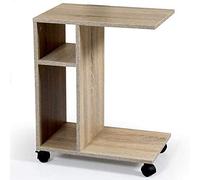 BAKAJI Table de séjour en Caffe Porte PC Table Salon Latérale Canapé en Bois MDF avec 2 Étagères Bibliothèque Design Moderne avec Roues 45 x 30 x 56 cm