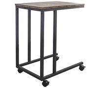BAKAJI Table Salon de café Porte-PC Table Salon latéral canapé étagère en Bois Structure en métal Design Moderne Industriel avec Roues 50 x 35 x 60 cm