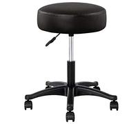 BAKAJI Tabouret esthéticienne avec Assise épaisseur 10 cm en Cuir synthétique Fauteuil pivotant alltezza réglable avec 5 roulettes