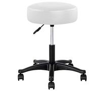 BAKAJI Tabouret pour esthéticienne avec siège pivotant Blanc