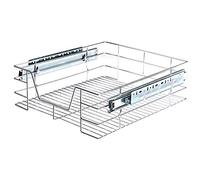 BAKAJI Tiroir télescopique Meuble de cuisine Panier étagère amovible avec rail en acier inoxydable (parfait pour portes extérieures de 50 cm)