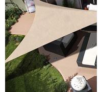 BAKAJI Vela Bâche d'ombrage Triangulaire en Tissu résistant Protection UV 90% pour Ombre Jardin, terrasse, avec Crochet et connecteurs en D, Couleur Beige, Corde Incluse (4 x 4 m)