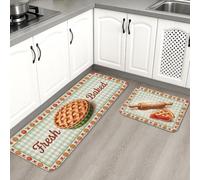 Baked with Love - Lot de 2 tapis de cuisine pour sol, style rustique vintage, rembourré, confortable, lavable, pour éviers de cuisine et buanderie