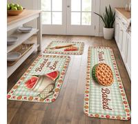 Baked with Love - Lot de 3 tapis de cuisine pour sol, style rustique vintage, rembourré, confortable, lavable, pour éviers de cuisine et buanderie