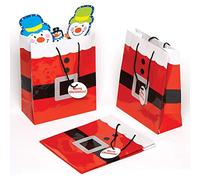 Baker Ross AC167 Pochettes Cadeaux motif Père Noel - Lot de 6, Sacs Cadeaux de Noël, Sacs de Fêtes pour Enfants, Sacs d'Emballage de Cadeaux