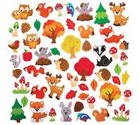 Baker Ross Autocollants en Mousse motif Animaux de la Forêt - Lot de 100, Autocollants pour Enfants (FX119)