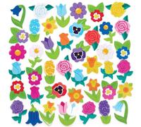 Baker Ross Autocollants en Mousse motif Fleurs de Printemps - Lot de 200, Autocollants pour Enfants (FC747)