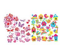 Baker Ross Autocollants oiseaux en mousse sur le thème du printemps (lot de 120) - Décorations de loisirs créatifs pour enfants