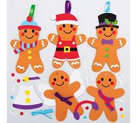 Baker Ross AX357 Kits De Décorations Bonhommes En Pain D'Épice À Assortir - Paquet De 8, Loisirs Créatifs De Noël Pour Enfants