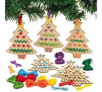 Baker Ross AX424 Kit De Point De Croix En Bois Pour Sapin De Noël - Lot De 5, Décorations D'Arbre, Activité Arts Et Artisanat Pour Enfants, Pack D'Artisanat De Noël.