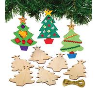 Baker Ross AX425 Décorations en Bois pour Sapin de Noel - Lot de 12, Faites vos Propres Décorations de Noël et Ornements de Noël, Loisirs de Noël pour les Enfants