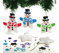 Baker Ross AX514 Boules en Forme d'Etoile et Bonhomme de Neige - Lot de 6, Faites Vos Propres Boules de Noël, Décorations pour Enfants, Loisirs Creatifs pour Enfants