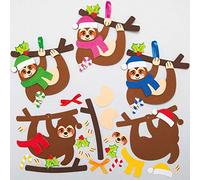 Baker Ross AX574 Kits De Décorations Paresseux De Noël À Assortir - Paquet De 8, Décoration À Suspendre Unisexe, Parfait Pour Les Projets D'Art Et D'Artisanat De Noël Pour Enfants