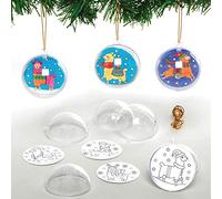 Baker Ross AX595 Kit De Boules De Noël Lama À Colorier - Paquet De 8, Ornements Pour Le Sapin De Noël, Loisirs Créatifs Pour Enfants Et Adultes