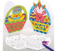 Baker Ross AX775 Cartes panier de Pâques vierges - Paquet de 10, parfaits pour les enfants à décorer, projet d'artisanat de Pâques idéal pour les groupes scolaires, domestiques et artisanaux