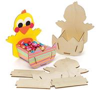 Baker Ross AX784 Kits de paniers poussin de Pâques en bois - Paquet de 3, Paniers en bois vierges pour les enfants à concevoir et à construire