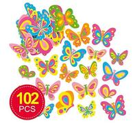 Baker Ross Butterfly Foam Stickers (Pack Of 102) Backyard Themed Puffy Scrapbook Stickers In Fun Foam Shapes