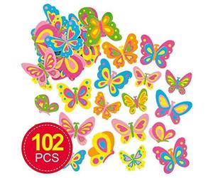 Baker Ross Butterfly Foam Stickers (Pack Of 102) Backyard Themed Puffy Scrapbook Stickers In Fun Foam Shapes