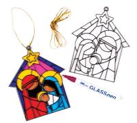 Baker Ross Décoration à effet vitrail surle thème de la Nativité (Lot de 4) - Loisirs créatifs de Noël pour enfants