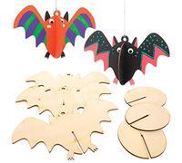 Baker Ross Décorations 3D Chauve Souris en Bois (Paquet de 6) AW768, beige, noir, orange, vert